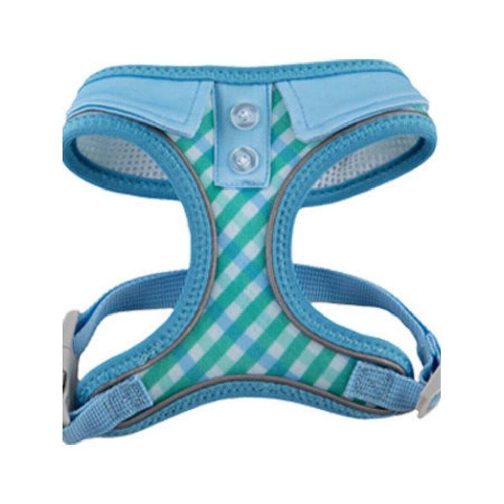 Pet Reflective Harness Vest - Gingham Collar Blue
